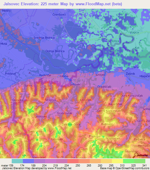 Jalsovec,Croatia Elevation Map