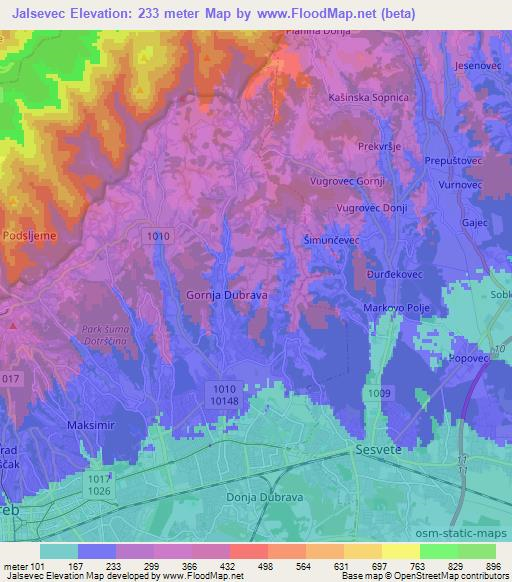 Jalsevec,Croatia Elevation Map