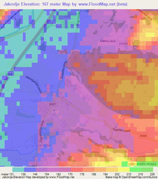 Jakovlje,Croatia Elevation Map