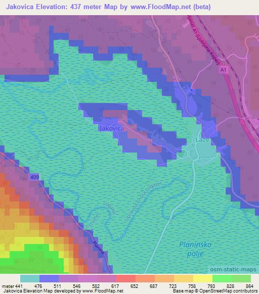 Jakovica,Slovenia Elevation Map