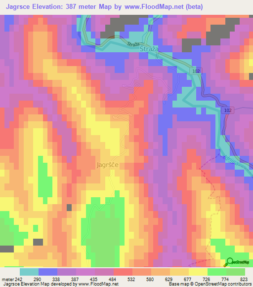 Jagrsce,Slovenia Elevation Map