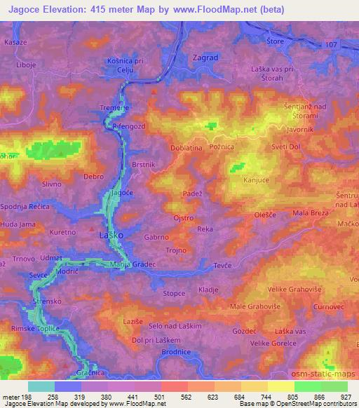 Jagoce,Slovenia Elevation Map