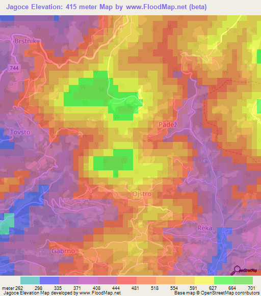 Jagoce,Slovenia Elevation Map