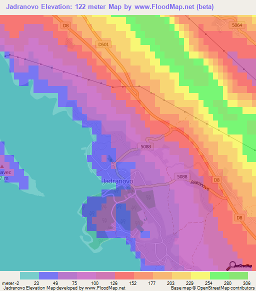 Jadranovo,Croatia Elevation Map