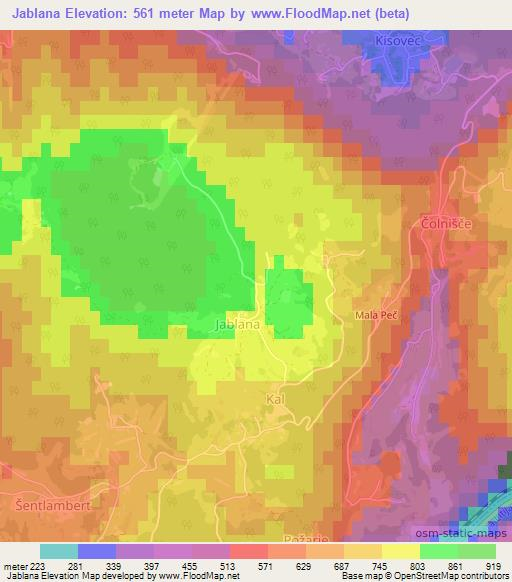 Jablana,Slovenia Elevation Map