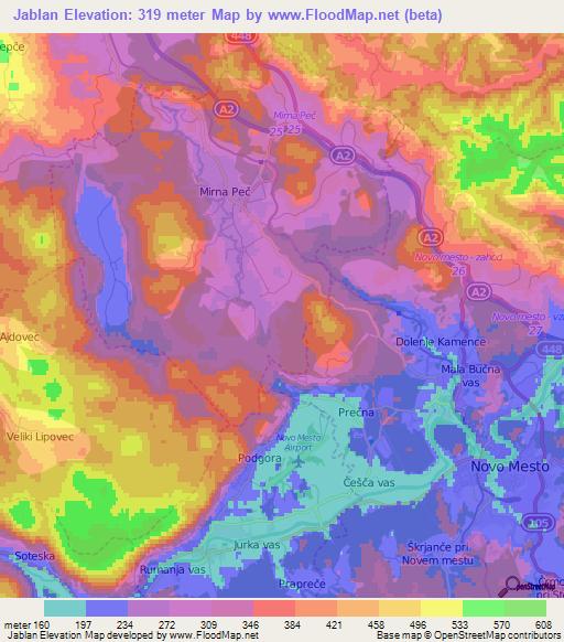 Jablan,Slovenia Elevation Map