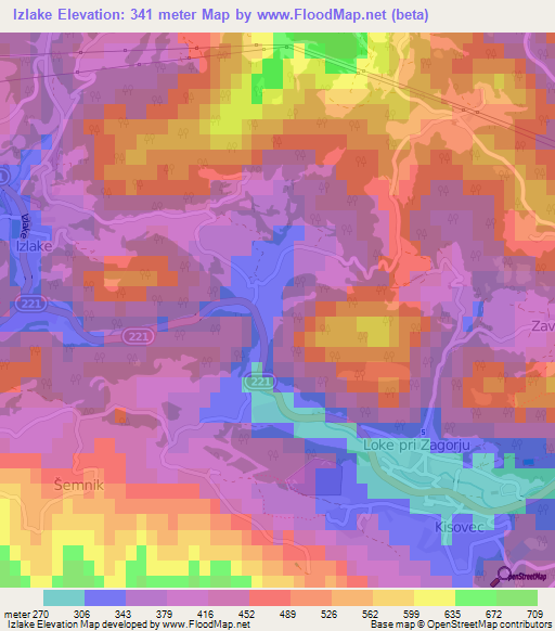 Izlake,Slovenia Elevation Map