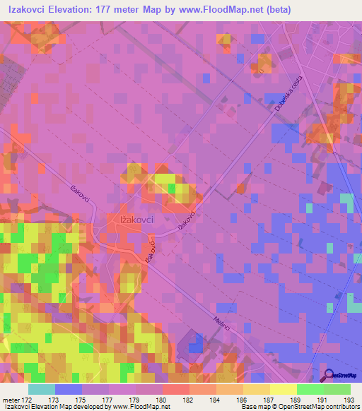 Izakovci,Slovenia Elevation Map