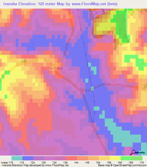 Ivanska,Croatia Elevation Map