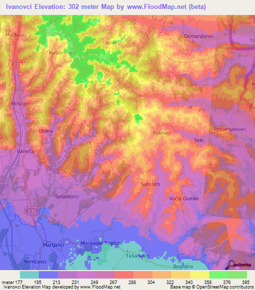 Ivanovci,Slovenia Elevation Map