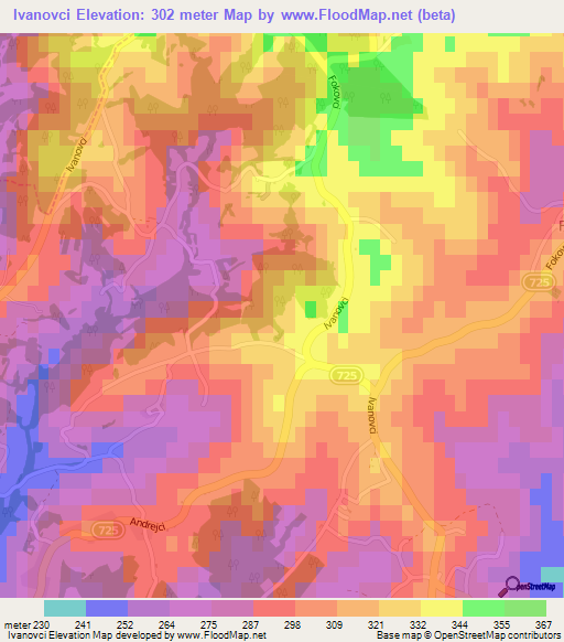 Ivanovci,Slovenia Elevation Map