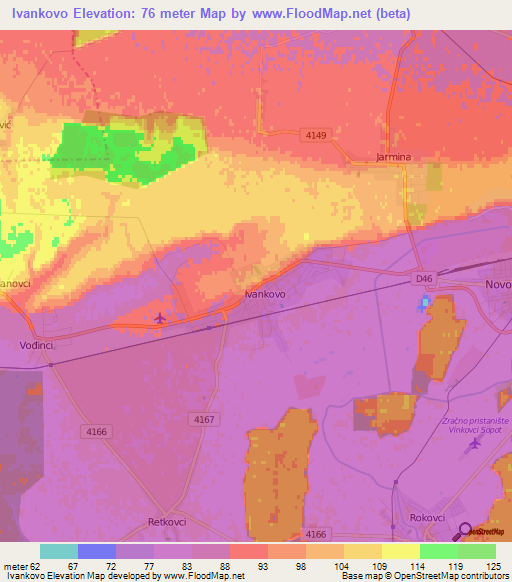 Ivankovo,Croatia Elevation Map