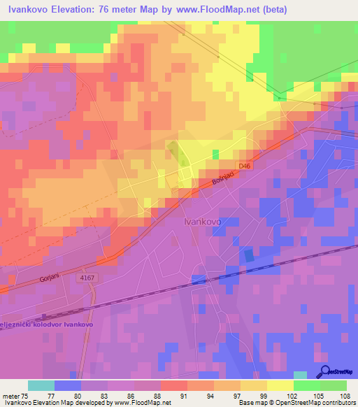 Ivankovo,Croatia Elevation Map