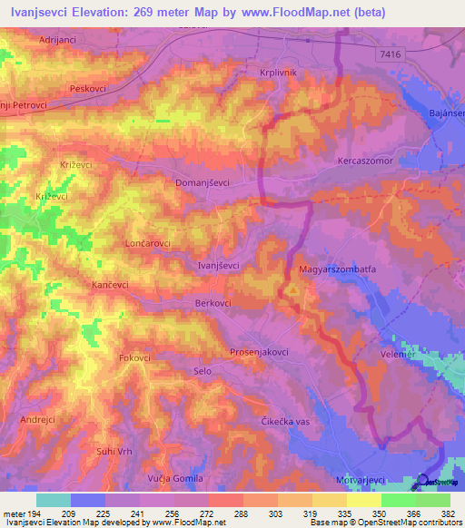 Ivanjsevci,Slovenia Elevation Map