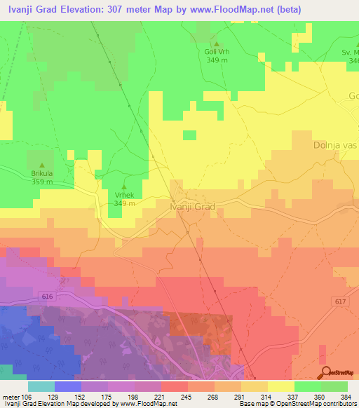 Ivanji Grad,Slovenia Elevation Map