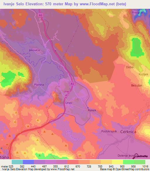 Ivanje Selo,Slovenia Elevation Map