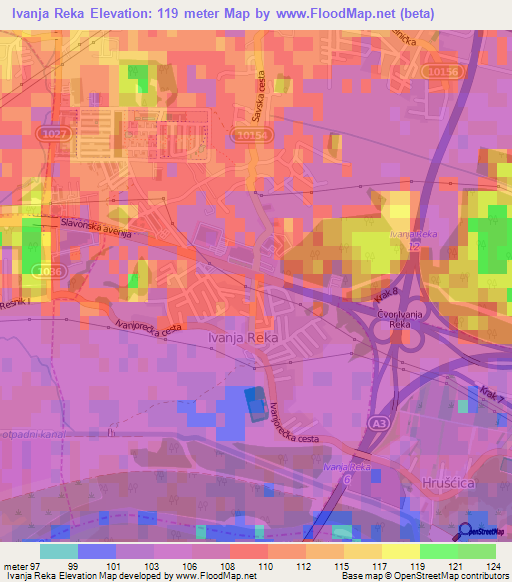 Ivanja Reka,Croatia Elevation Map