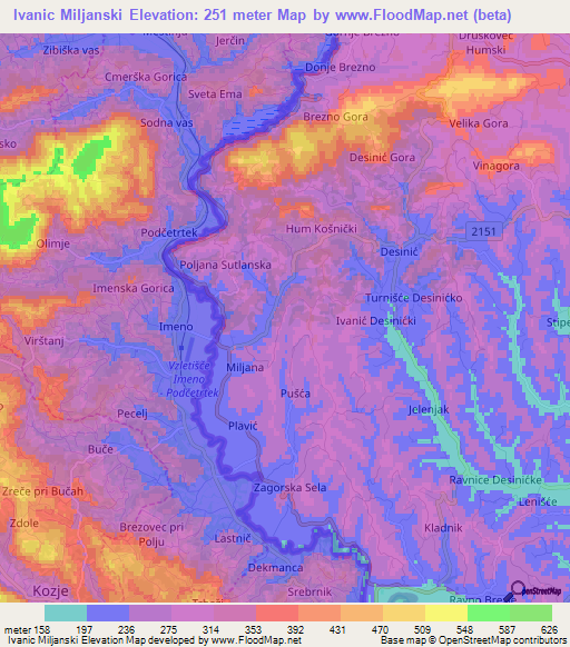 Ivanic Miljanski,Croatia Elevation Map