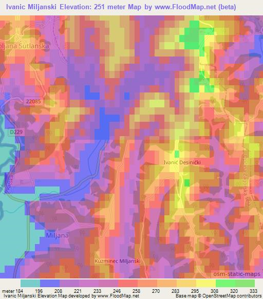 Ivanic Miljanski,Croatia Elevation Map