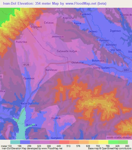 Ivan-Dol,Croatia Elevation Map