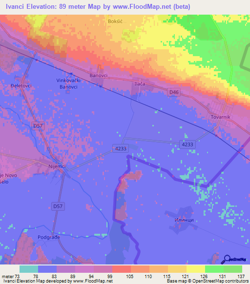 Ivanci,Croatia Elevation Map