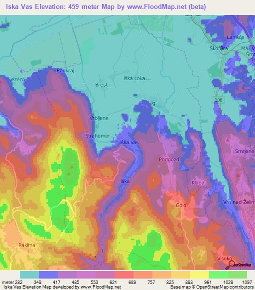 Iska Vas,Slovenia Elevation Map