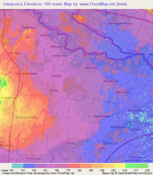 Inkejovica,Croatia Elevation Map