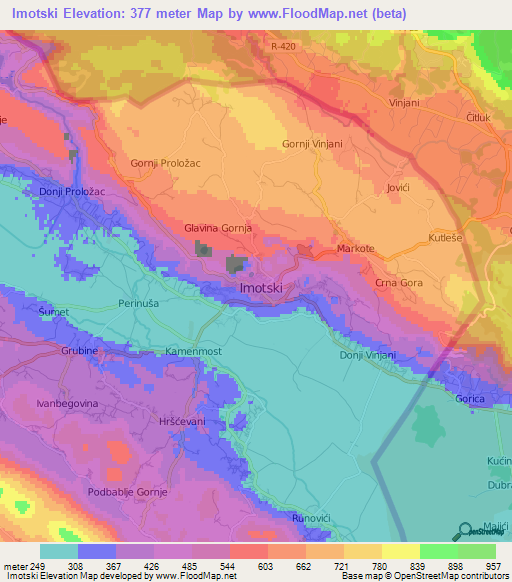 Imotski,Croatia Elevation Map