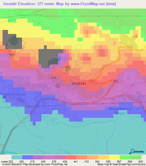 Imotski,Croatia Elevation Map