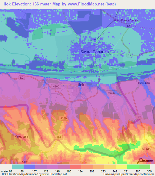 Ilok,Croatia Elevation Map