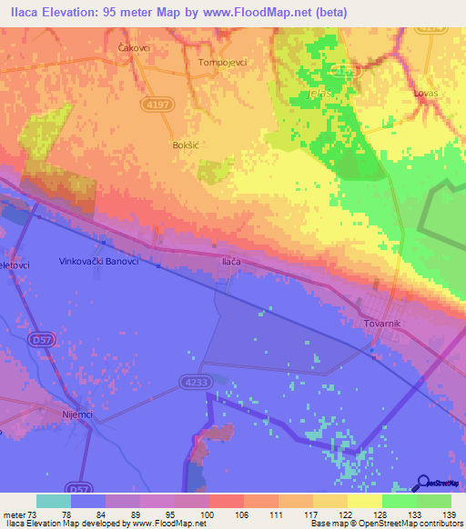 Ilaca,Croatia Elevation Map