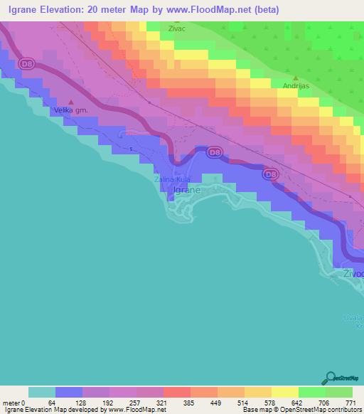 Igrane,Croatia Elevation Map