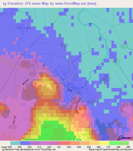 Ig,Slovenia Elevation Map