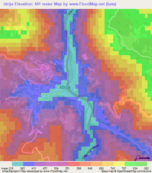 Idrija,Slovenia Elevation Map