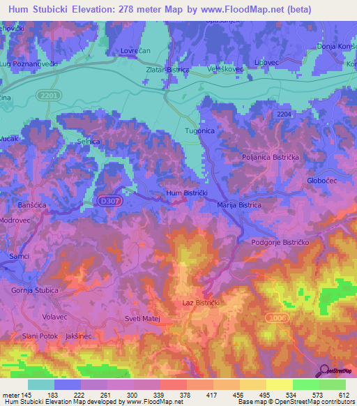 Hum Stubicki,Croatia Elevation Map