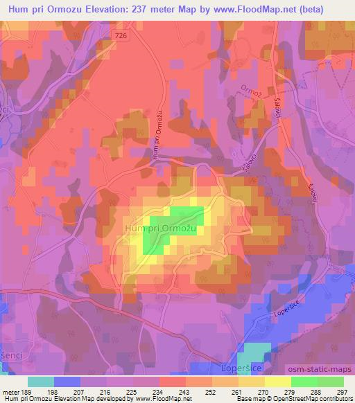 Hum pri Ormozu,Slovenia Elevation Map