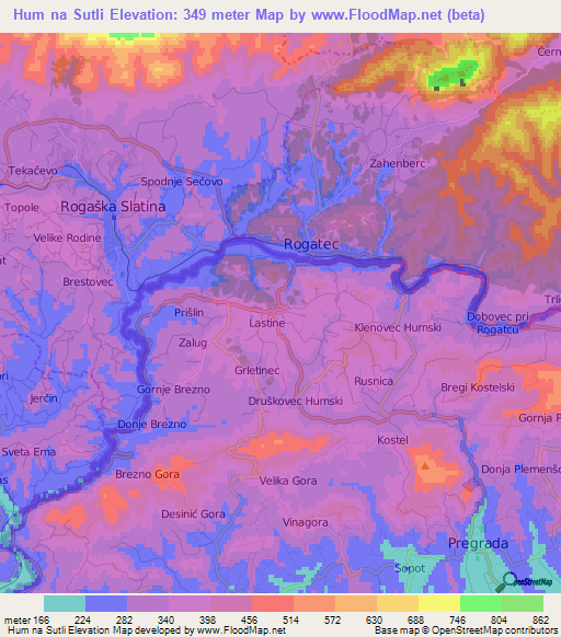 Hum na Sutli,Croatia Elevation Map