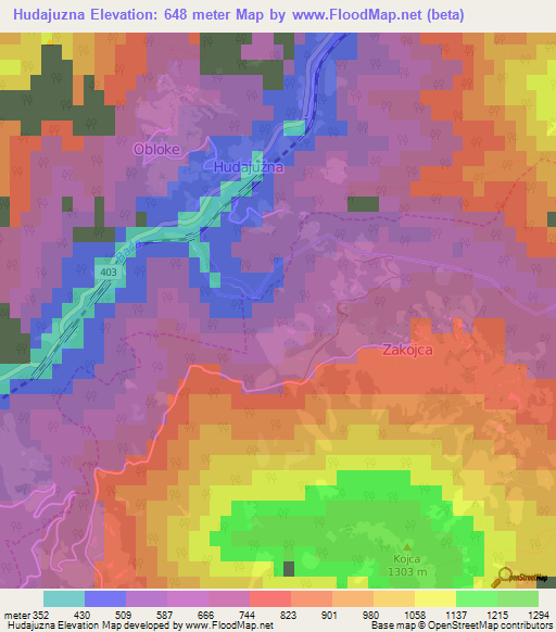 Hudajuzna,Slovenia Elevation Map