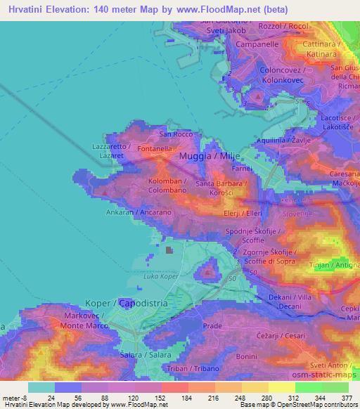 Hrvatini,Slovenia Elevation Map