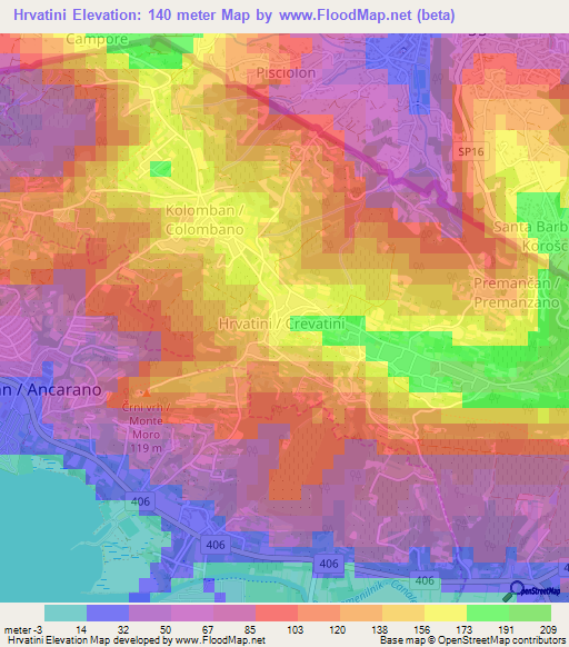 Hrvatini,Slovenia Elevation Map