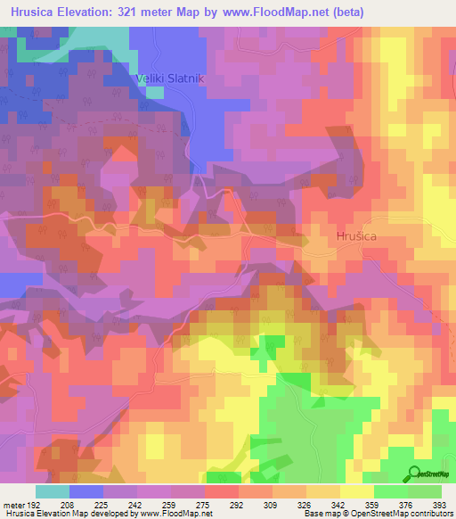 Hrusica,Slovenia Elevation Map