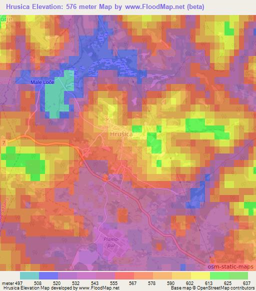 Hrusica,Slovenia Elevation Map