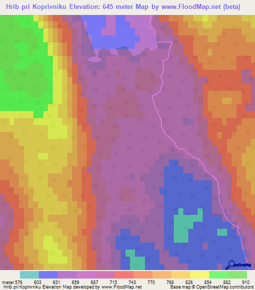 Hrib pri Koprivniku,Slovenia Elevation Map