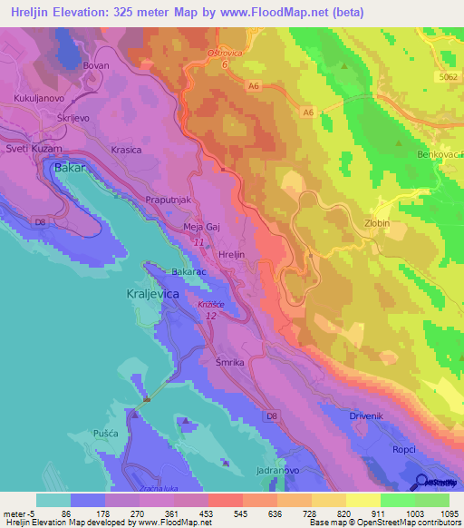 Hreljin,Croatia Elevation Map