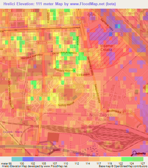 Hrelici,Croatia Elevation Map