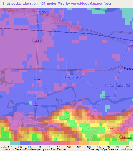 Hrastovsko,Croatia Elevation Map