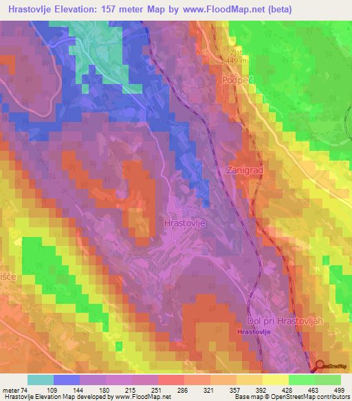 Hrastovlje,Slovenia Elevation Map