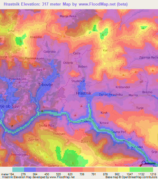 Hrastnik,Slovenia Elevation Map