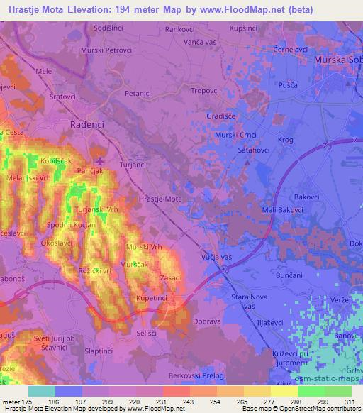 Hrastje-Mota,Slovenia Elevation Map