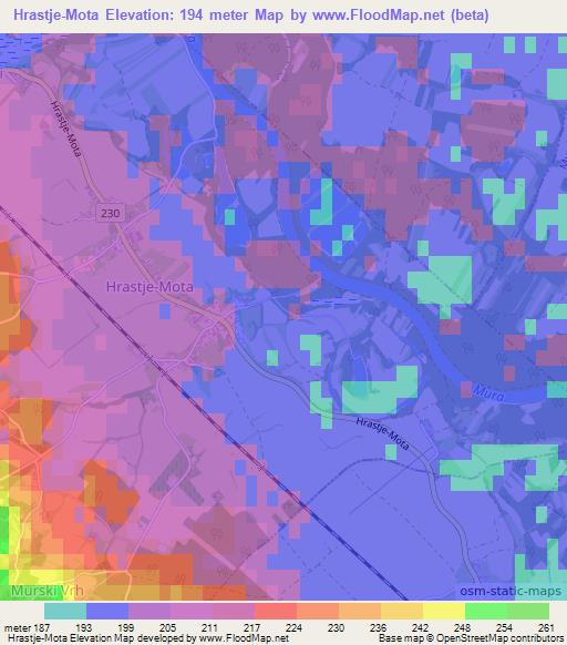 Hrastje-Mota,Slovenia Elevation Map